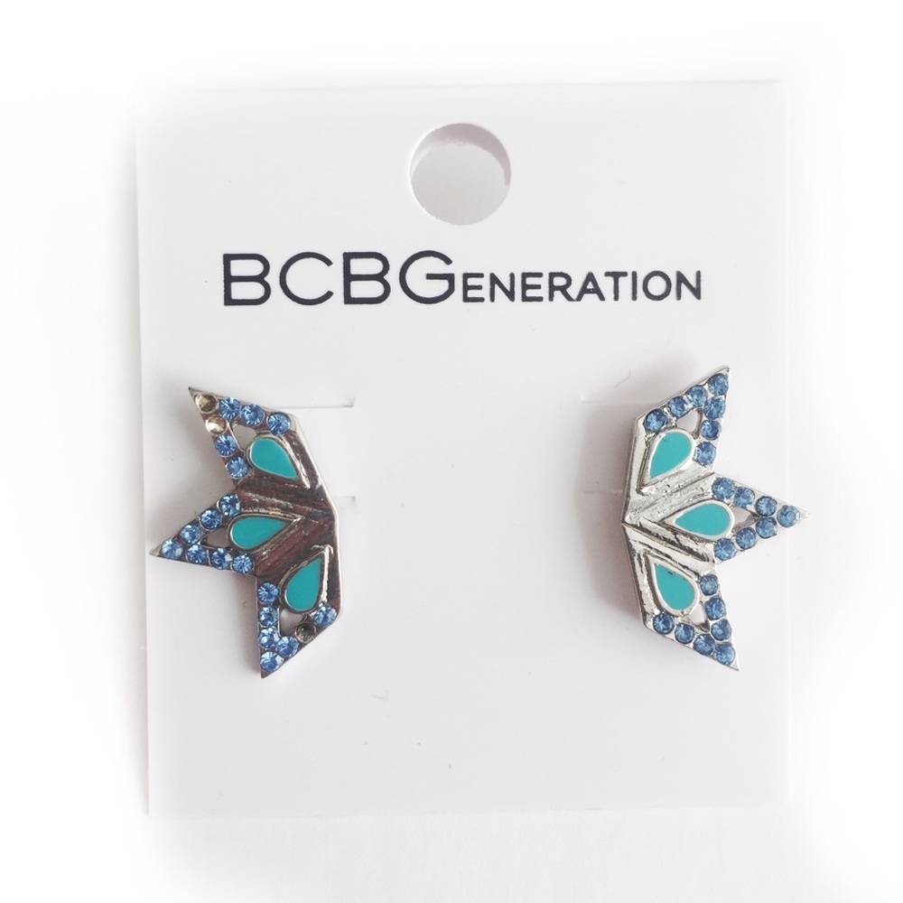BCBGENERATION EARRINGS SILVER TURQUOISE BLUE BOHO